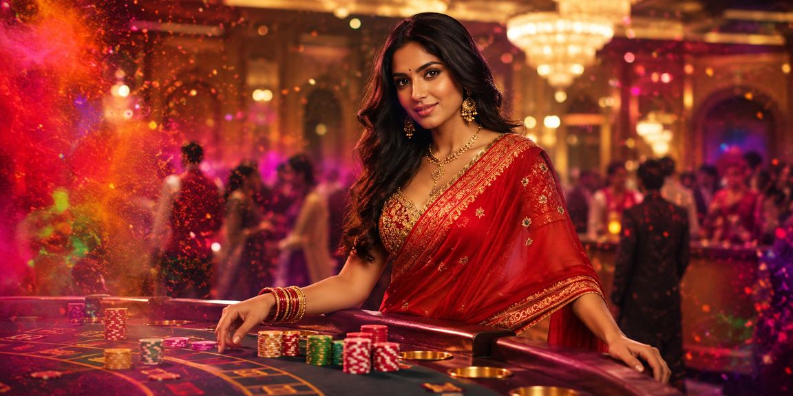 Indian woman playing baccarat in traditional saree